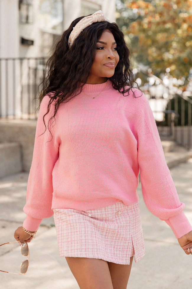 Choose Happy Pink Mock Neck Sweater
