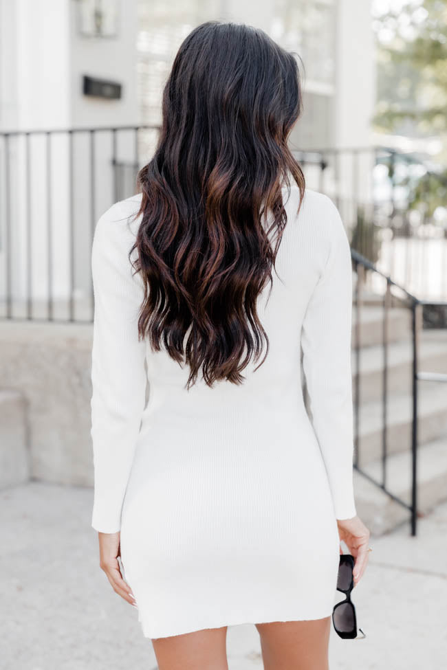 White ribbed clearance dress long sleeve