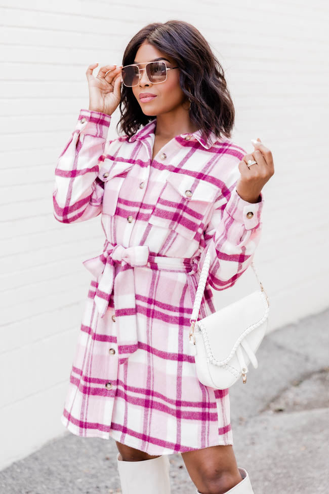 Off-White Arrow Check Twisted Denim Mini Shirtdress