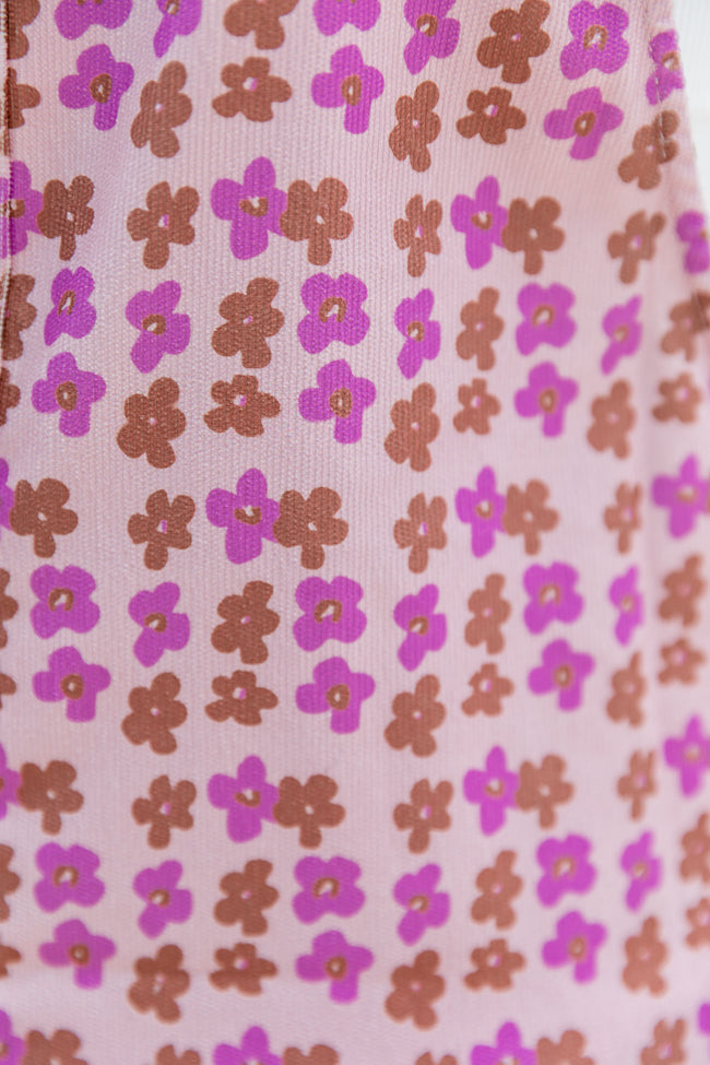 Keep On Wishing Pink Multi Daisy Printed Corded Overall Dress SALE
