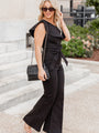 Something's Going On Black One Shoulder Belted Jumpsuit FINAL SALE