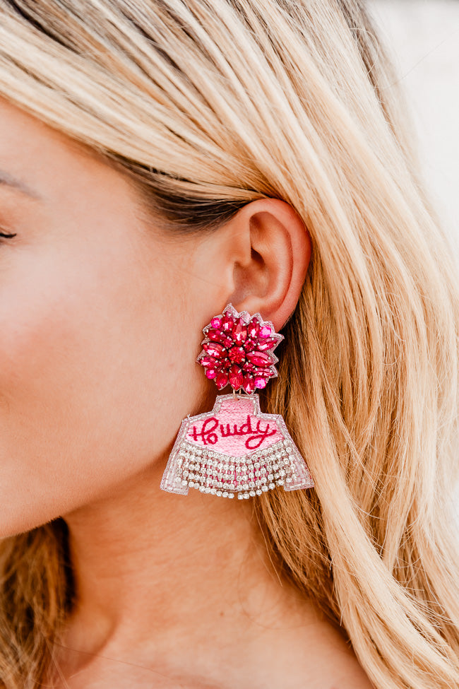 Pink Howdy Fringe Jacket Earrings