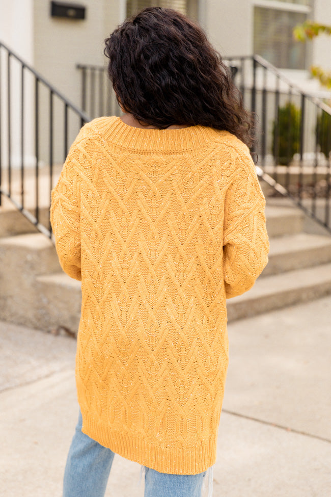 A Better Day Mustard Cable Knit Cardigan FINAL SALE