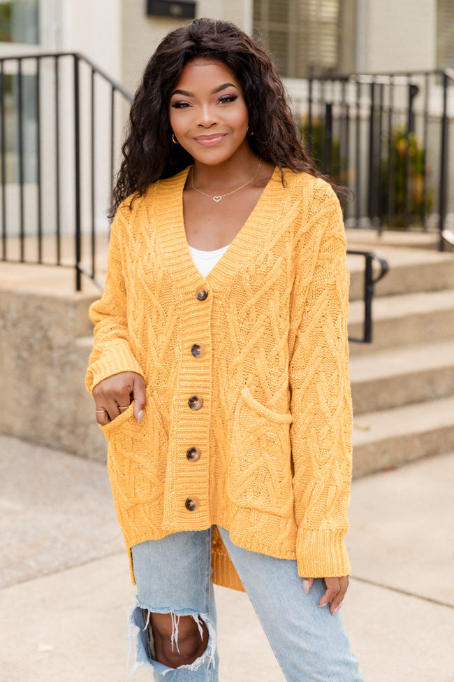 Mustard distressed outlet sweater