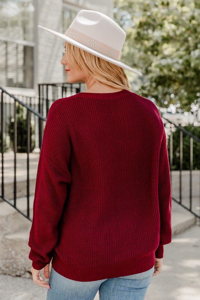 Burgundy hot sale oversized sweater