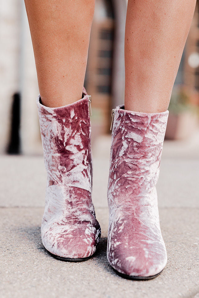 Blush velvet outlet booties