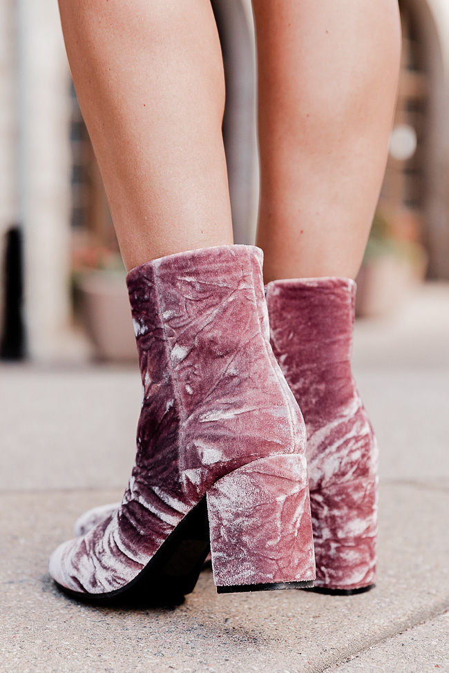 Aspen Grove Crushed Velvet Booties Amber Massey X Pink Lily