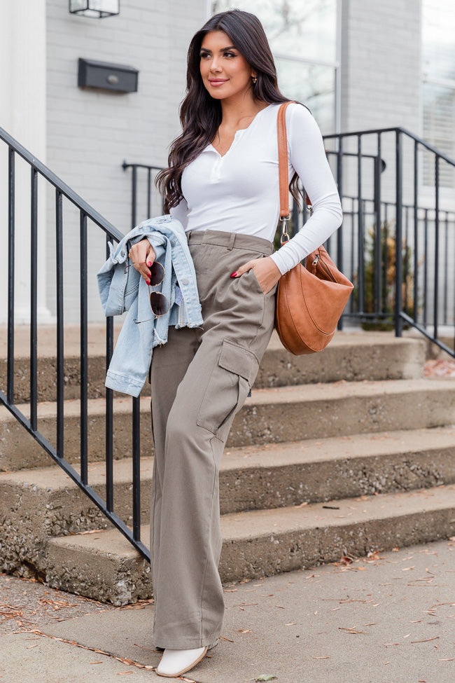 Made You Mine Olive Wide Leg Cargo Pants