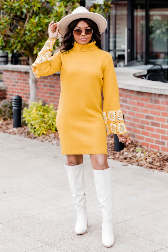 Living Out Loud Mustard Turtleneck Sweater Dress FINAL SALE