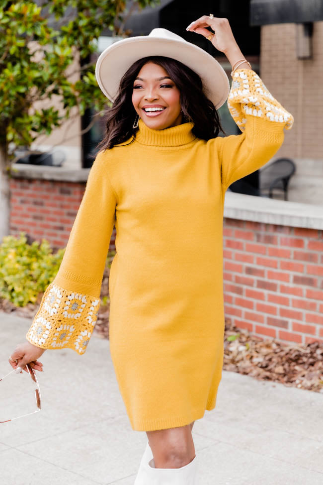 Living Out Loud Mustard Turtleneck Sweater Dress FINAL SALE