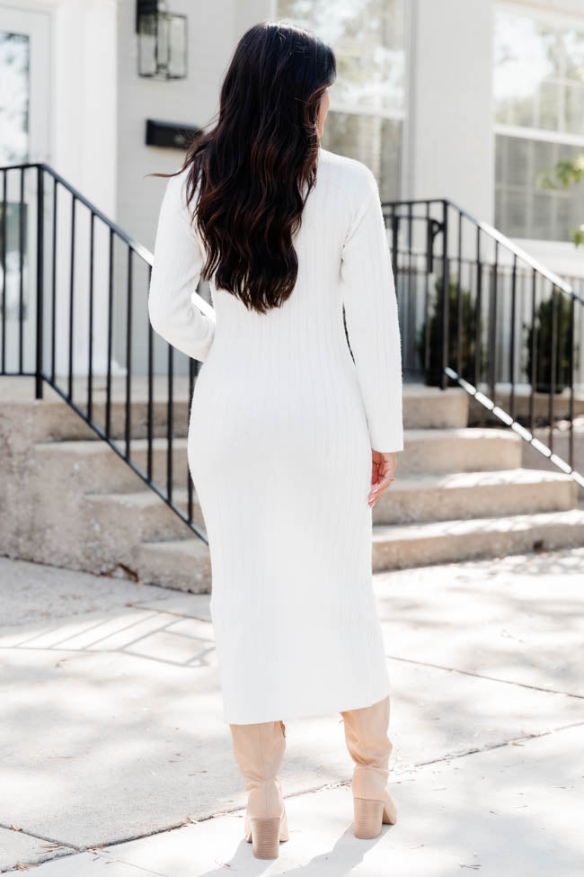 Chasing After You Turtleneck Textured Long Sleeve Cream Maxi Dress FINAL SALE