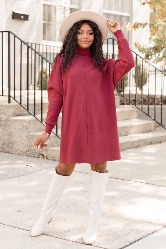 Pink turtleneck 2024 sweater dress