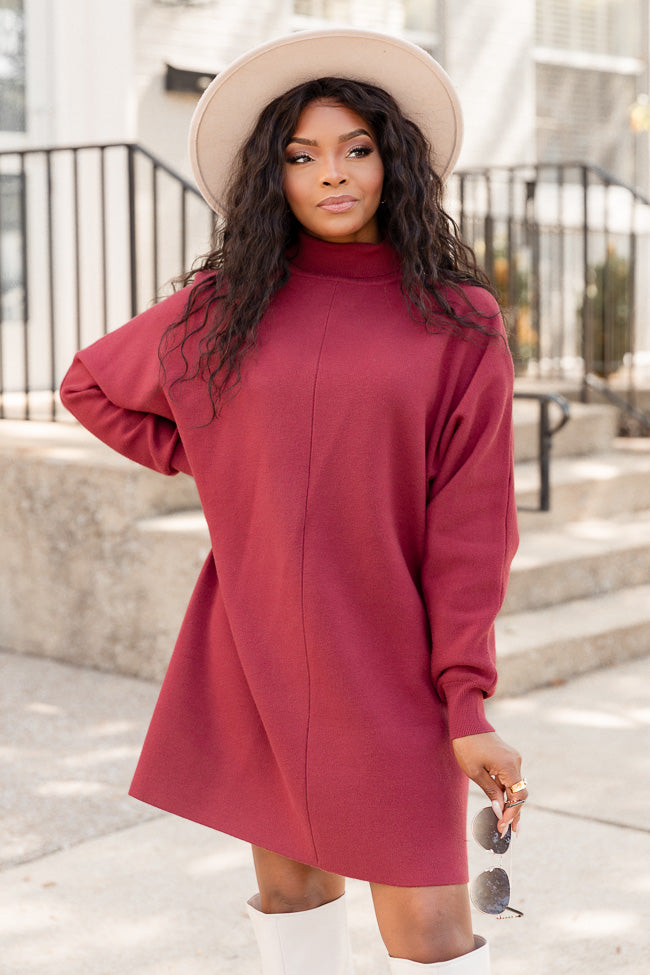 Red turtleneck shop sweater dress