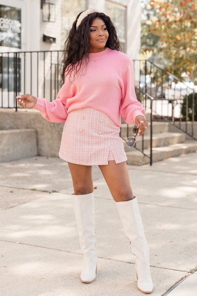 Without Or Without You Pink Tweed Skort FINAL SALE