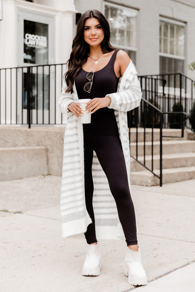 Grey long hot sale cardigan outfit