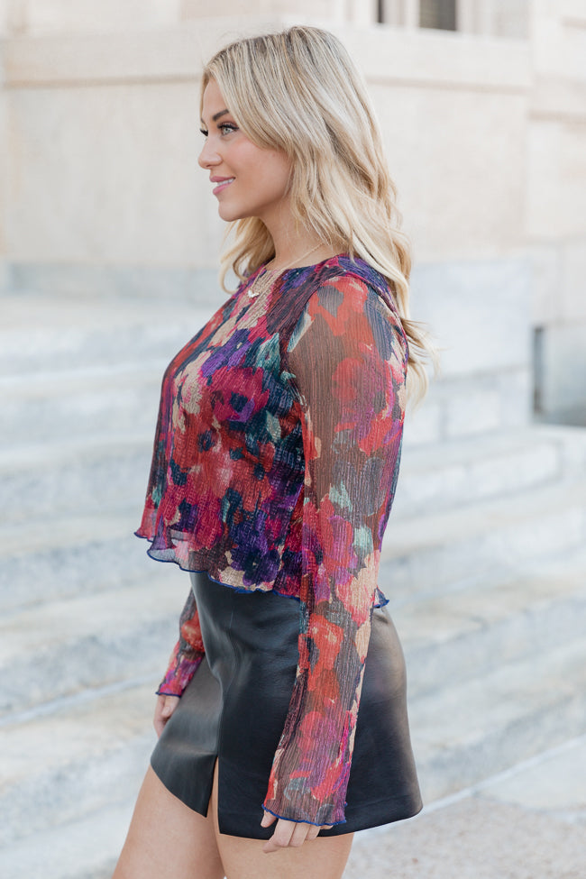 You're My Favorite Shimmer Floral Print Blouse FINAL SALE