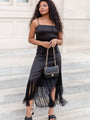 Save Myself Black Tank Fringe Trim Midi Dress FINAL SALE