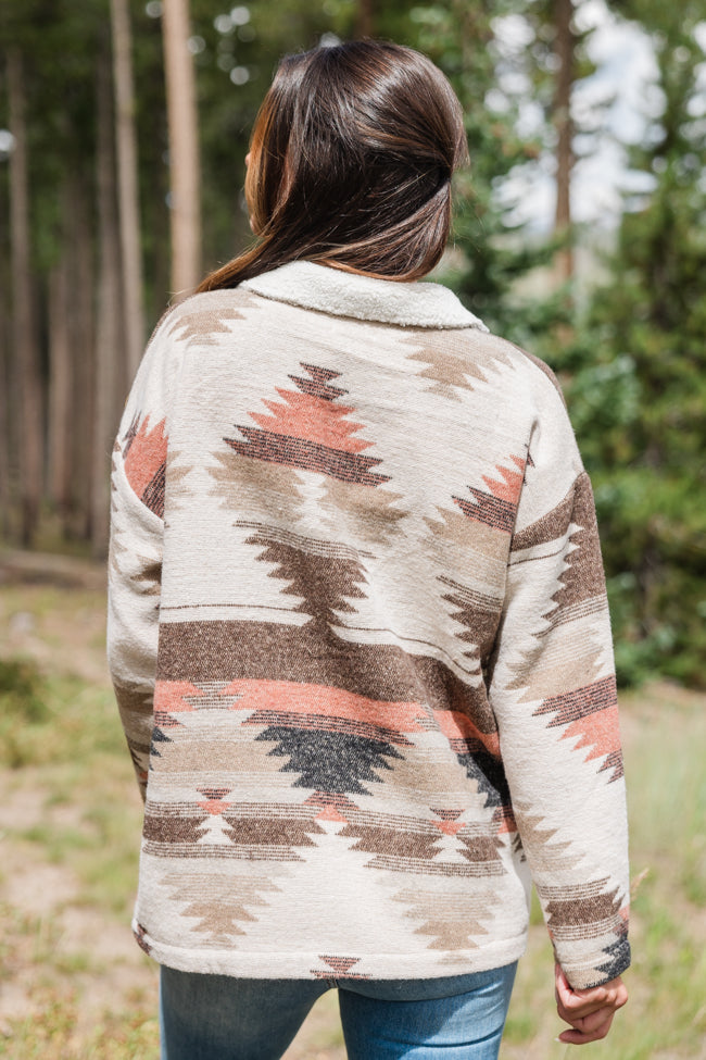 Venture Out Brown Fuzzy Southwestern Shacket