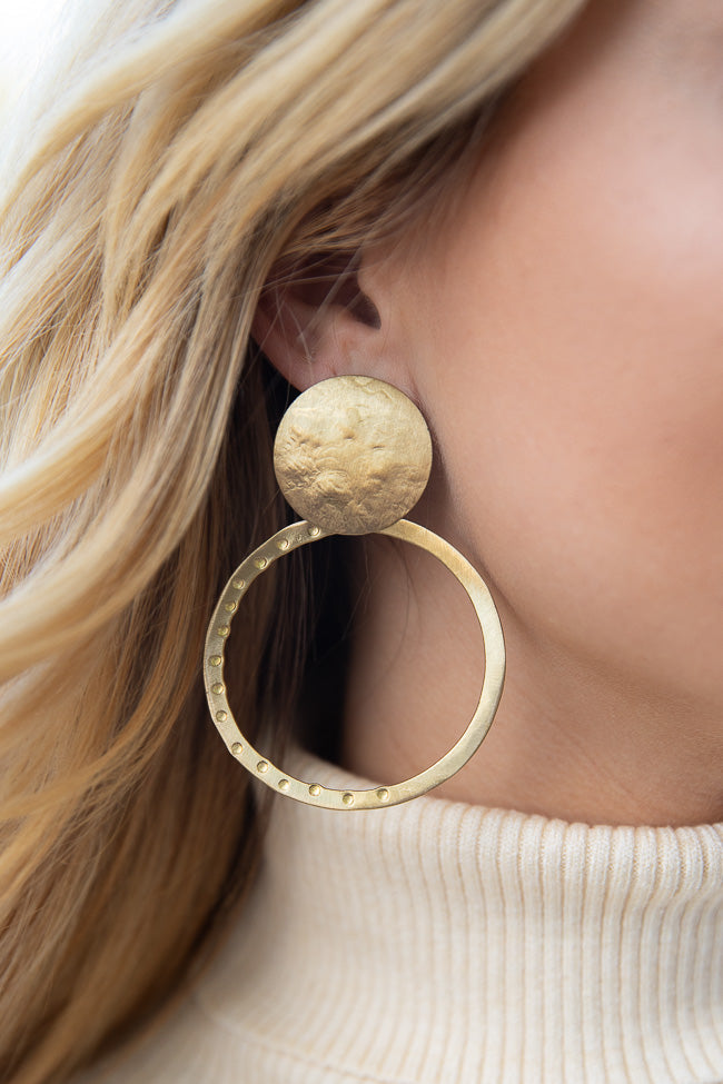 Fell In Love Gold Hammered Disc Earrings