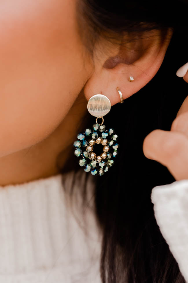 Countless Times Green Crystal Circle Earrings FINAL SALE