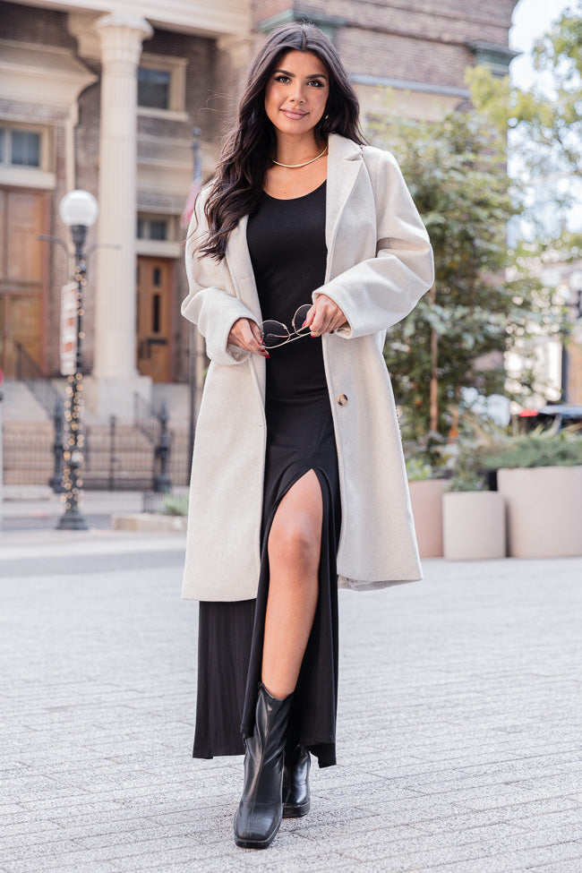 Let Me See Black Knit Long Sleeve Maxi Dress With Slit