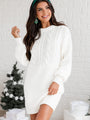 All Is Bright Cream Multi Textured Long Sleeve Sweater Dress