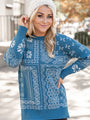 All At Once Blue Paisley Print Sweater FINAL SALE