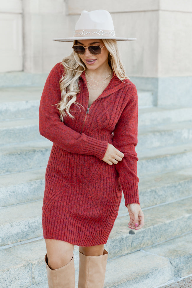 Red sweater sales dress outfit