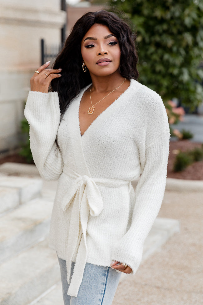 Find Your Purpose Cream Fuzzy Wrap Cardigan FINAL SALE