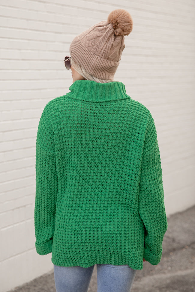 The Perfect Occasion Green Chenille Waffle Knit Turtleneck Sweater FINAL SALE