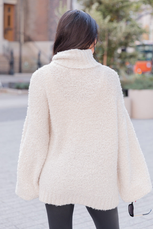 Never Replace You Ivory Fuzzy Oversized Turtleneck Sweater