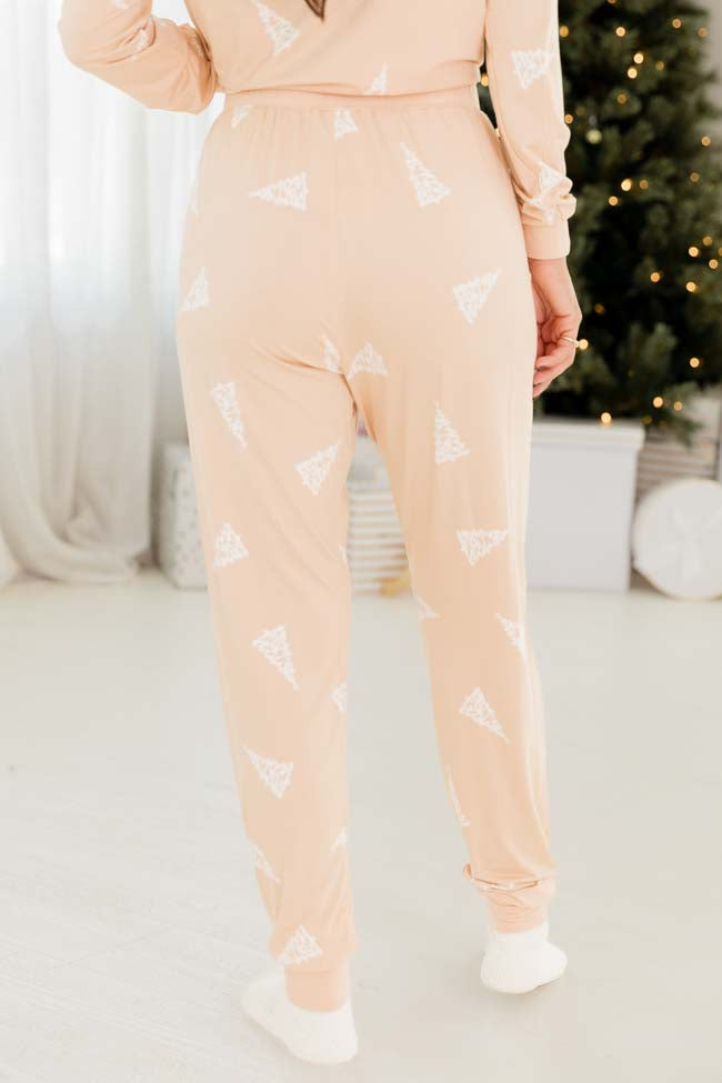 Merry All the Way Beige Tree Print Pajama Pants