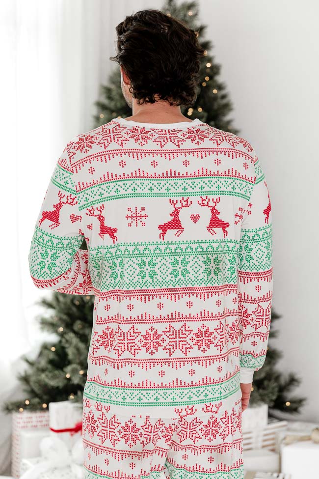 Sleigh All Day Men Red and Green Fair Isle Pajama Top