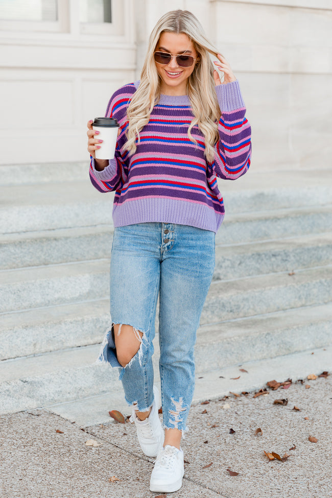Forever On My Mind Purple Multi Striped Sweater