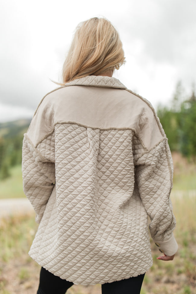 Just Warming Up Beige Quilted Shacket