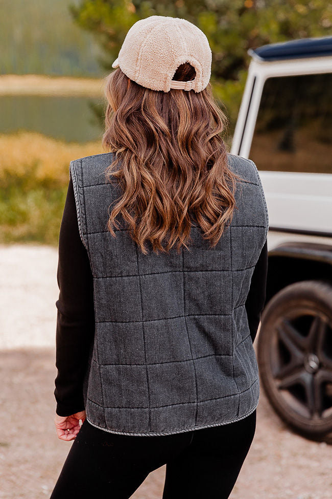 Brady Charcoal Quilted Vest Amber Massey X Pink Lily