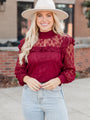 Be The Moment Burgundy Mock Neck Lace Blouse FINAL SALE