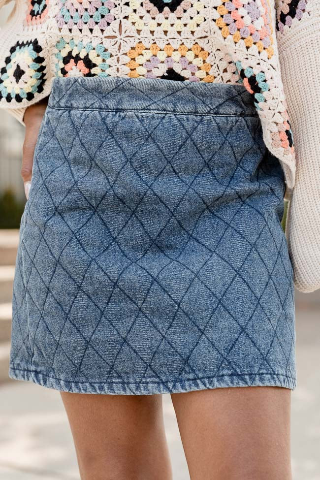 Greatest Way Quilted Chambray Mini Skirt