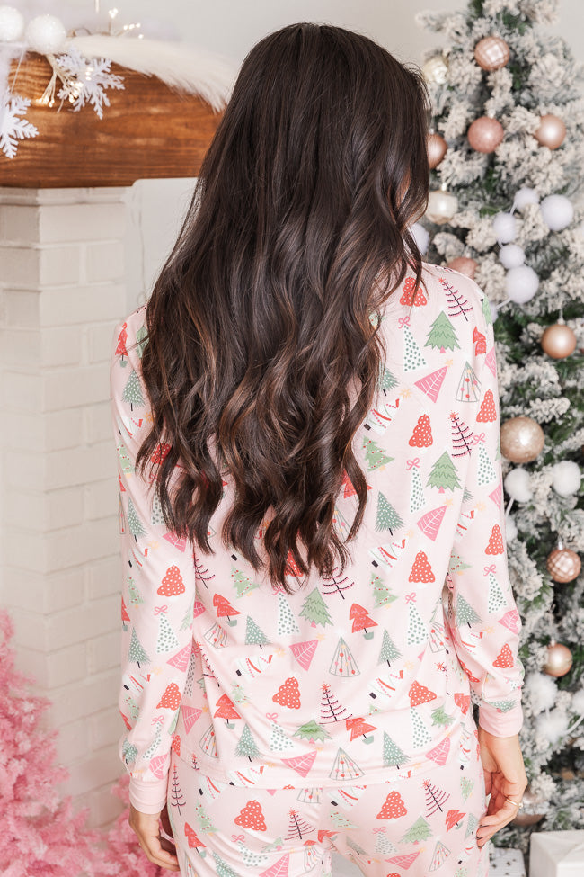 Merry All the Way Pink Trees Pajama Top FINAL SALE