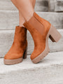 Barbara Camel Suede Platform Booties FINAL SALE