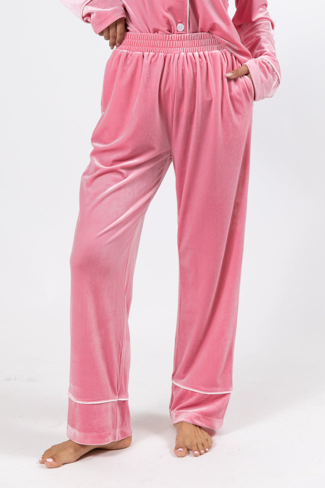 Asking Again Pink Velvet Lounge Pants