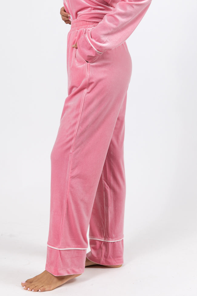 Asking Again Pink Velvet Lounge Pants