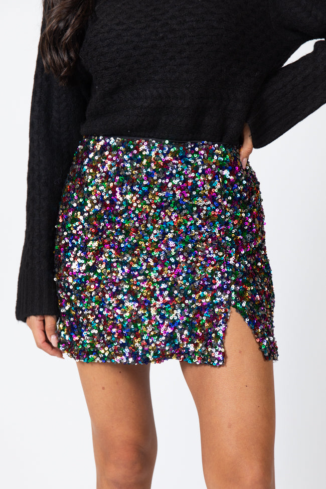 Fairy Lights Multi Sequin Mini Skirt