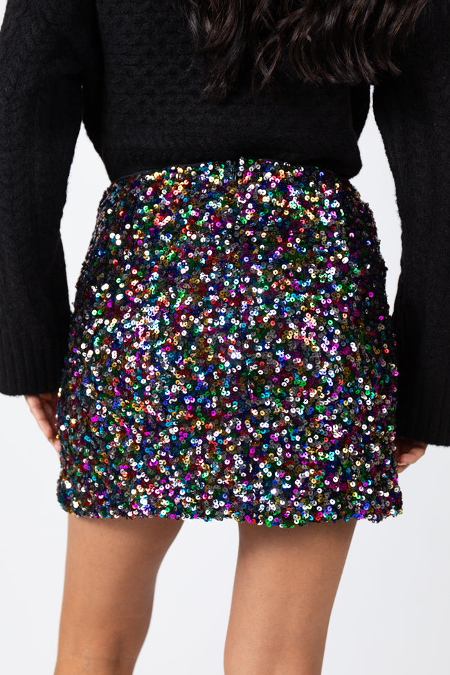 Fairy Lights Multi Sequin Mini Skirt