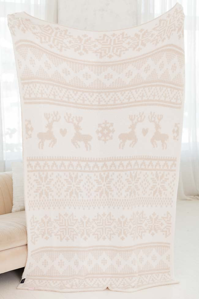 Make Me Believe Taupe Checkered and Daisy Print Blanket – Pink Lily