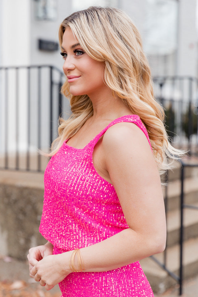 Holiday Fun Pink Sequin Cropped Tank FINAL SALE