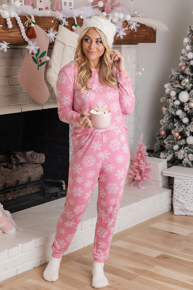 Merry All The Way Pink Snowflake Pajama Top FINAL SALE