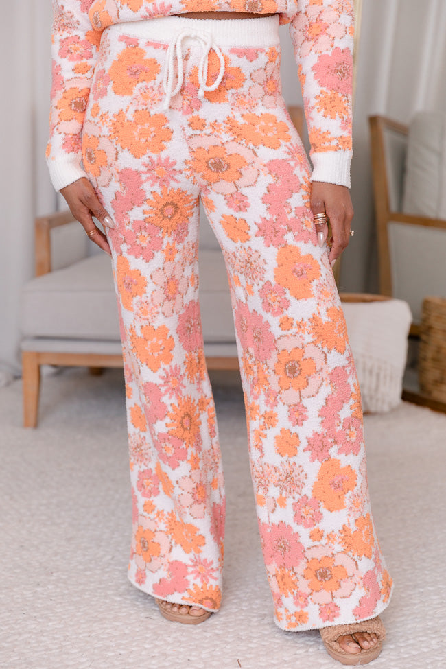 Movies And Chill Vintage Floral Fuzzy Lounge Pants