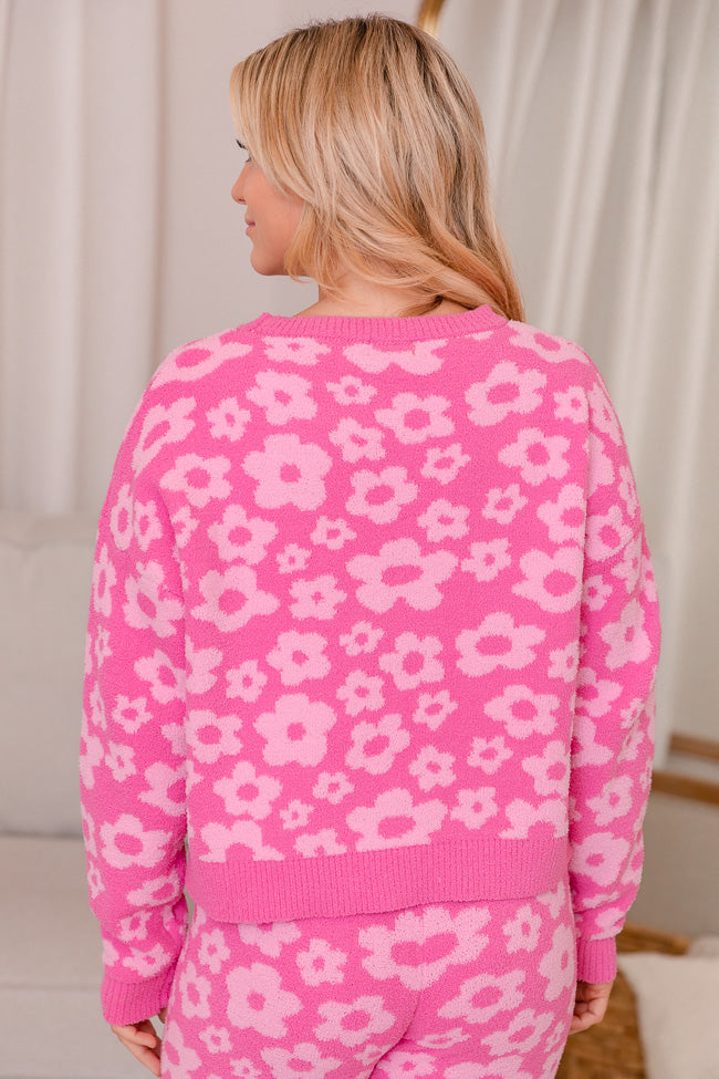 Movies and Chill Pink Floral Fuzzy Lounge Top