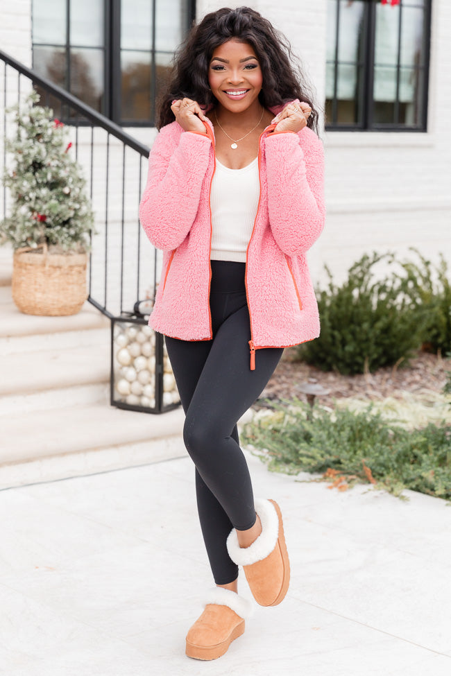 Pink shop hooded coat